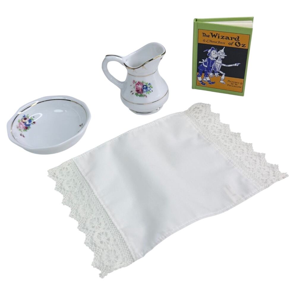 American Girl Samantha Nighttime Accessories Pleasant Co Bowl Pitcher Towel Book